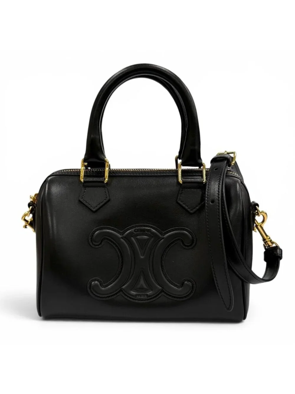 Celine Smooth Calfskin Cuir Triomphe Small Boston 2-Way Shoulder